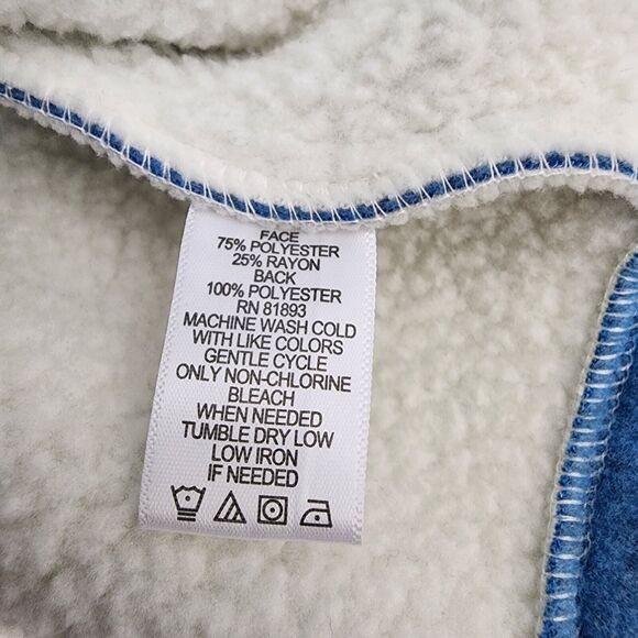 Denim & Co Womens Jacket Size 1X Blue Fleece Button Front Sherpa Lining A270423 - Picture 9 of 10